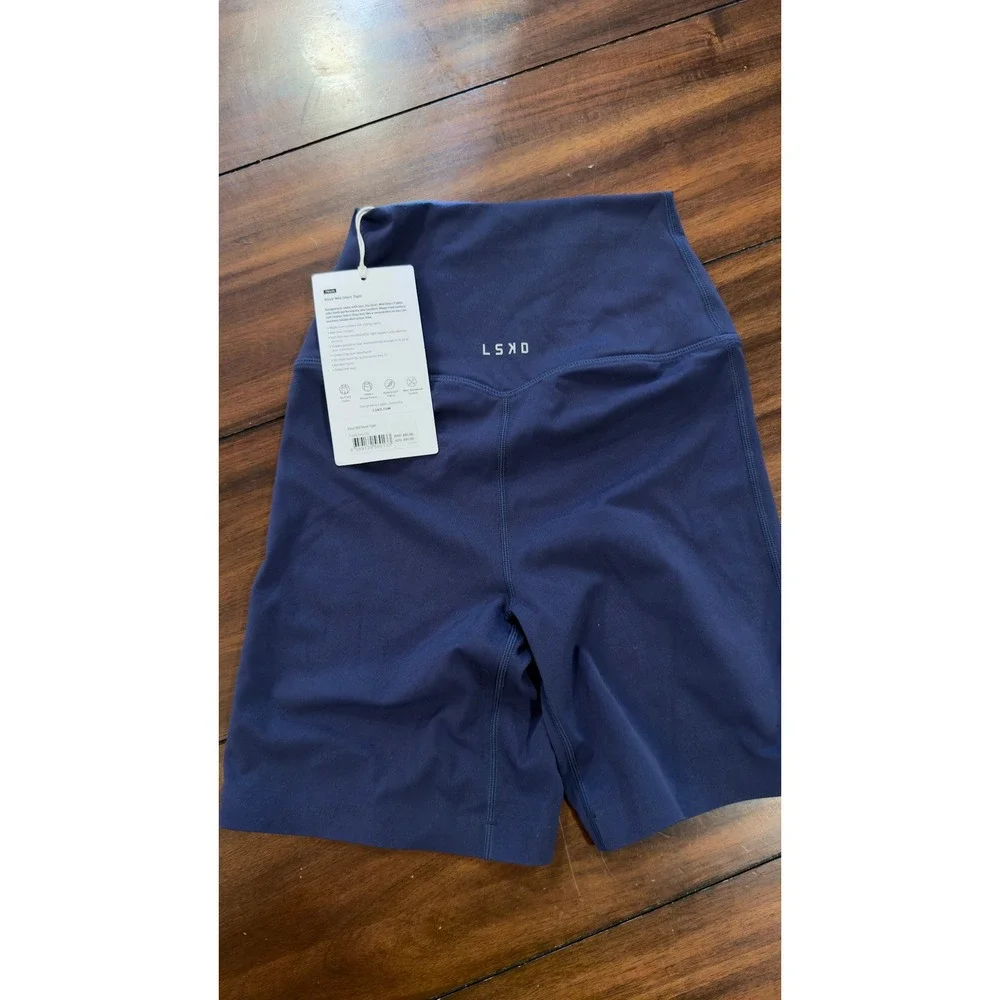 LSKD Elixir Mid Short Tight Future Navy XS High Waist Biker Shorts NEW NWT